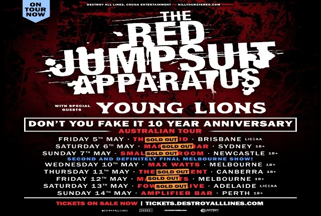 The Red Jumpsuit Apparatus – 12th May @ Max Watts, Melbourne VIC
