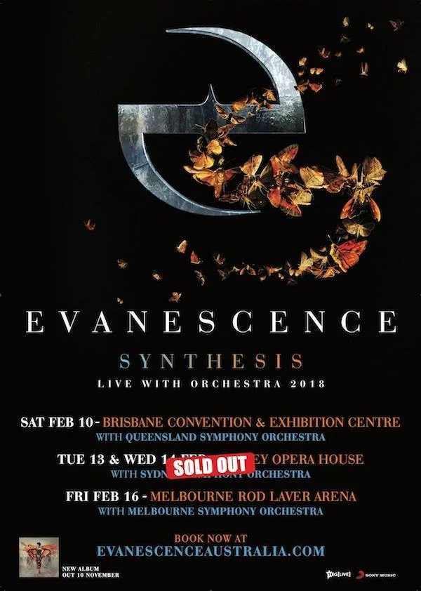 Evanescence – 16th February @ Rod Laver Arena, Melb VIC