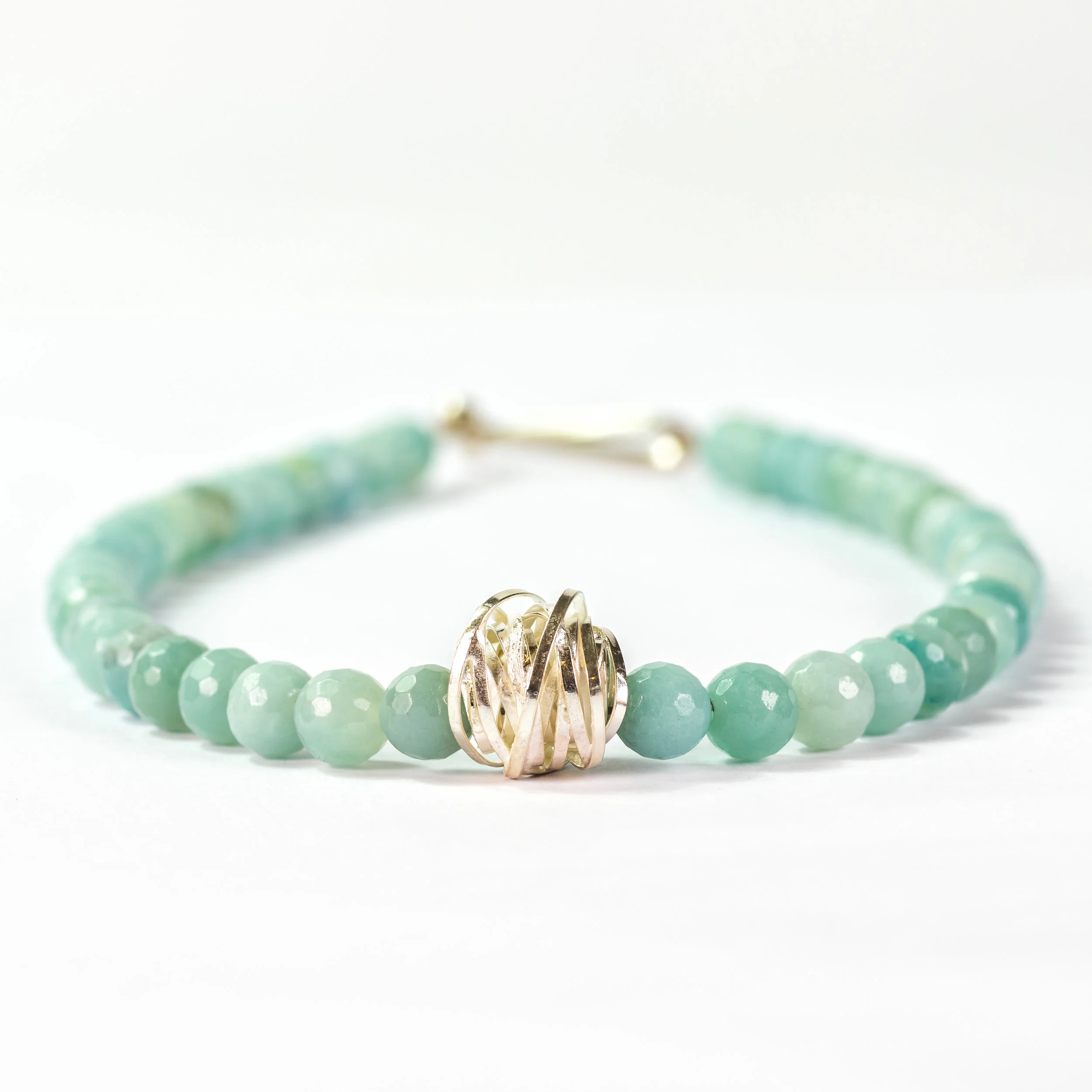 Amazonite necklace with silver scribble