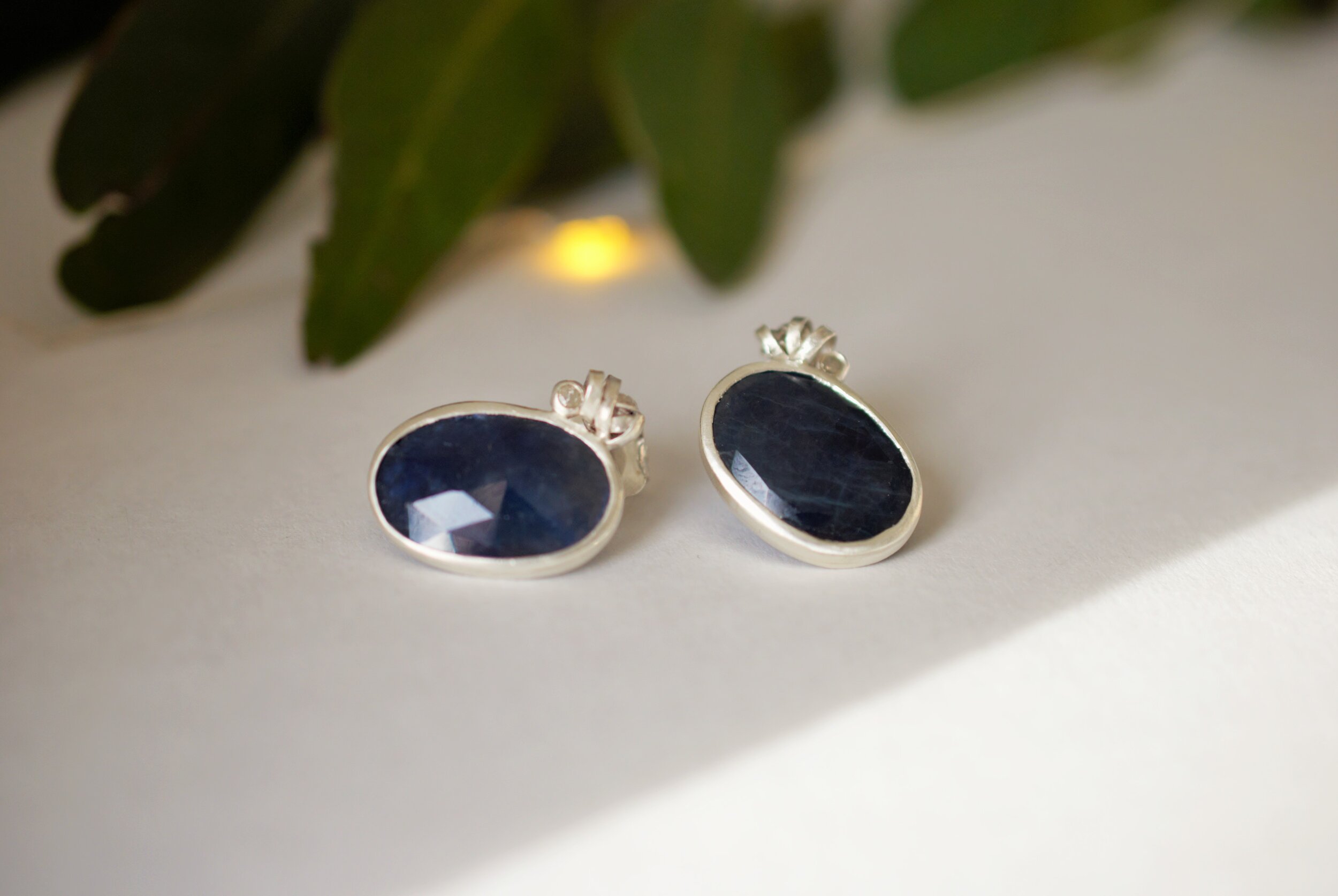 Sapphire and diamond studs