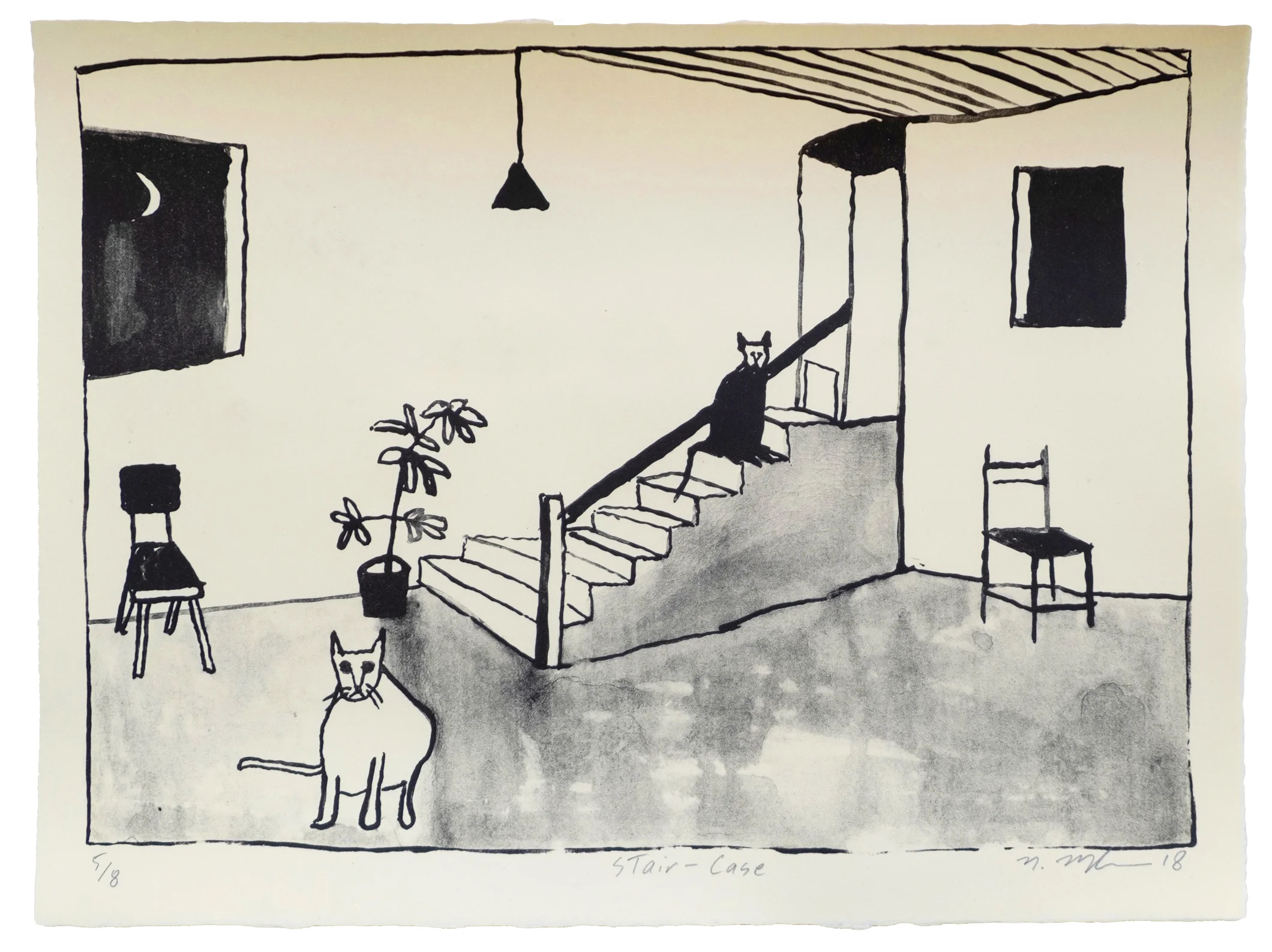 Noel McKenna Stair-Case Lithograph on Zerkall Wove Cream Edition of 8, 2018