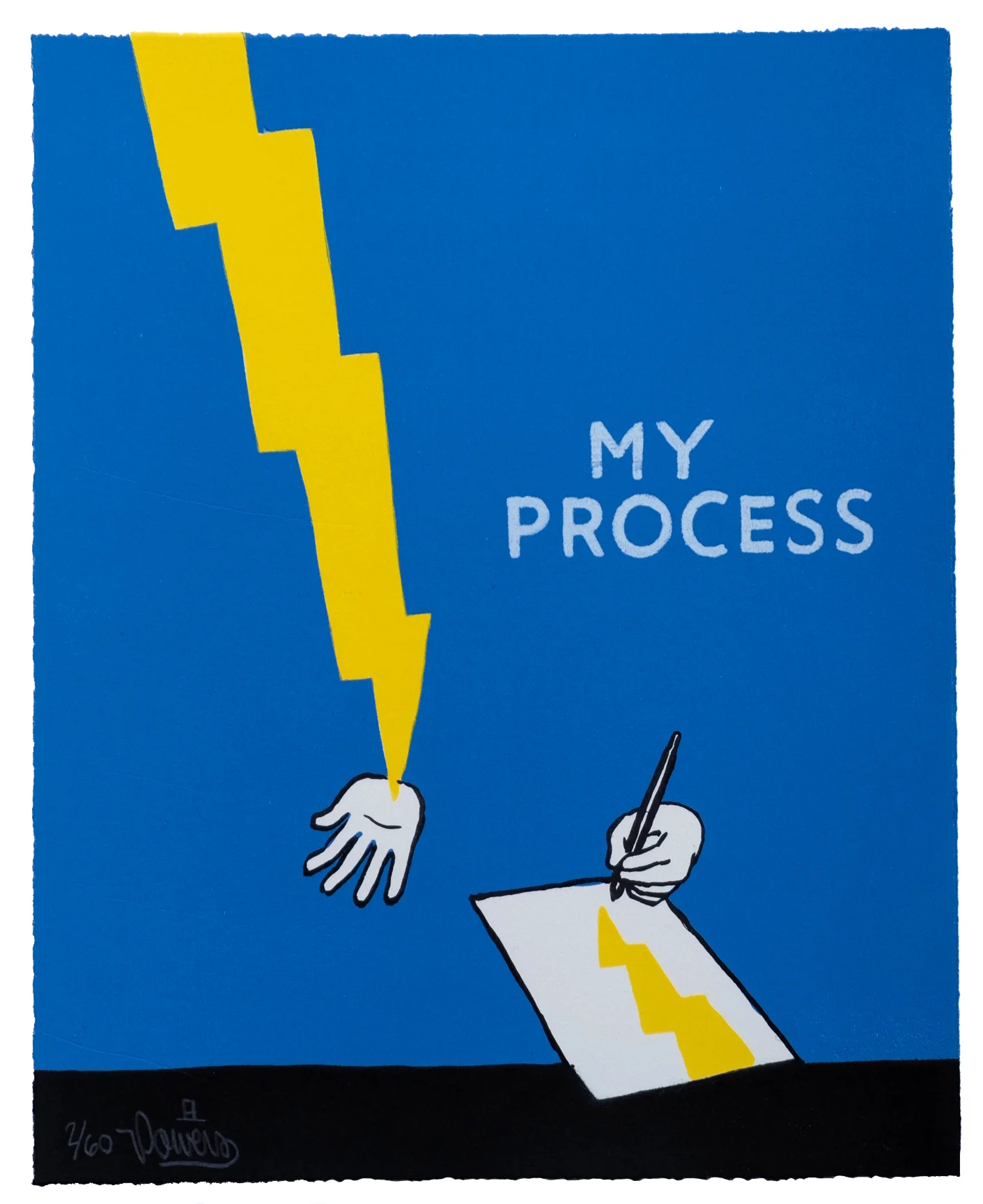 Stephen Powers My Process Lithograph & woodcut in 4 colors from 6 print runs on Arches Cover. Edition of 60. 2018 $250