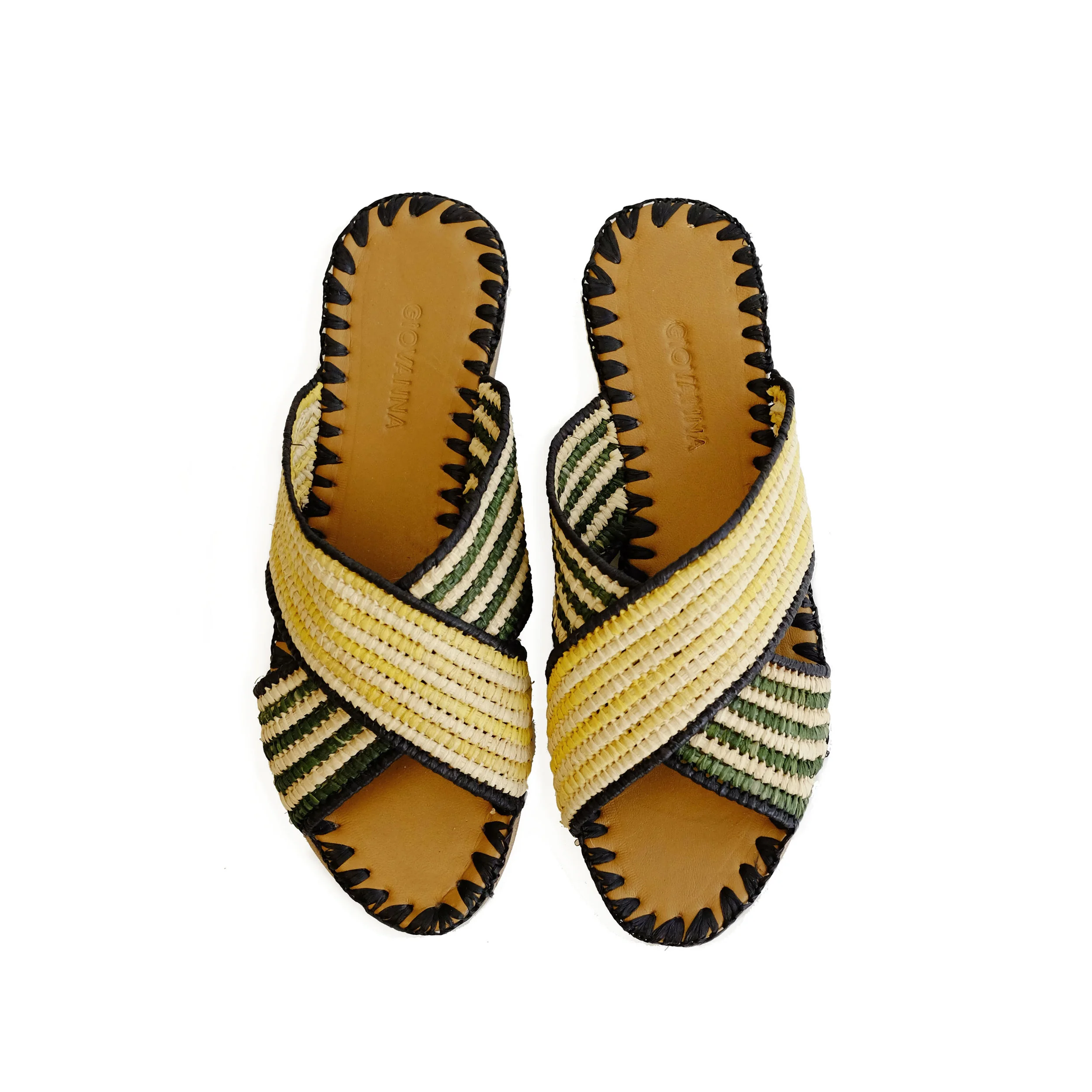 Juno Striped Slide Lemon