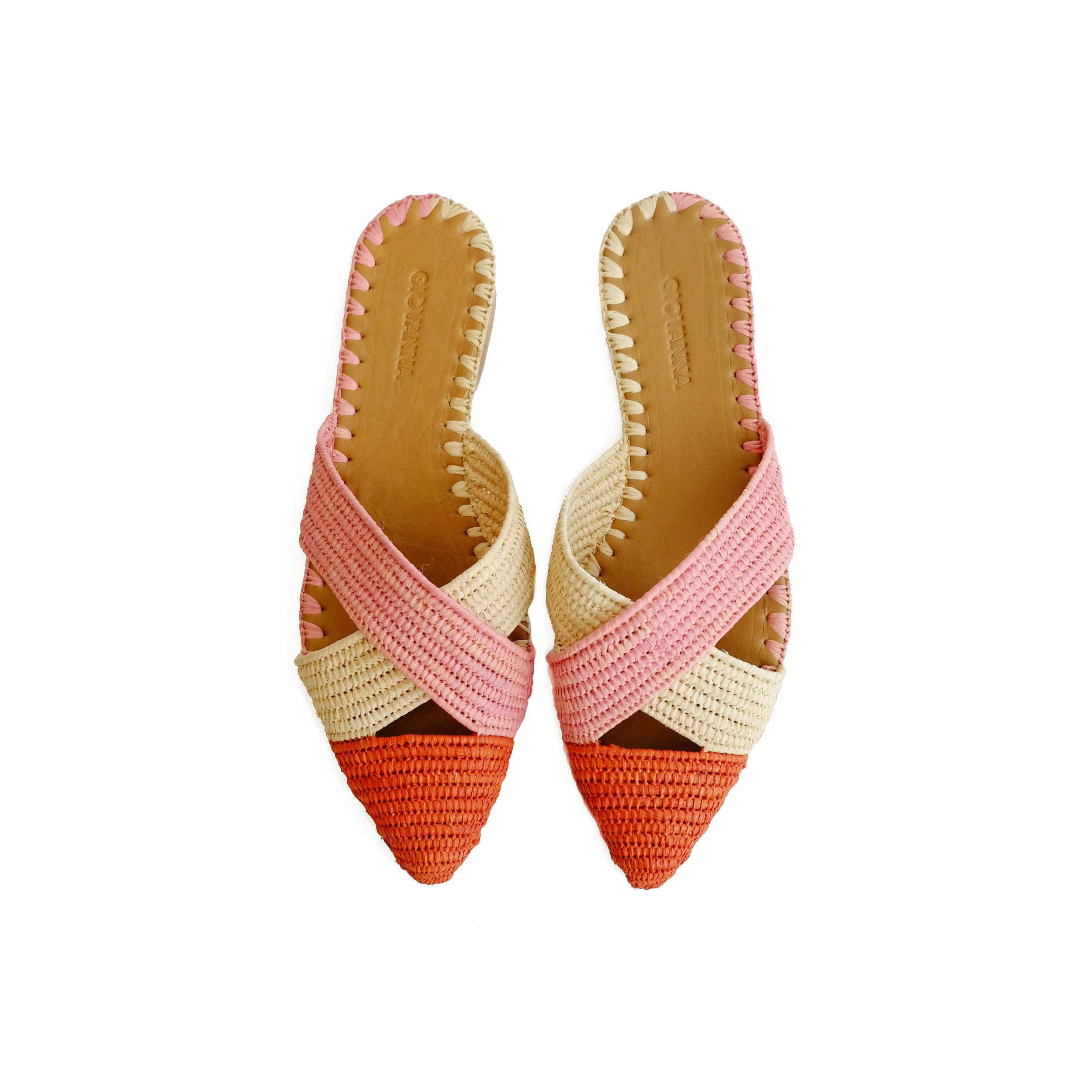 Venus Raffia Mule Rose — Giovanna