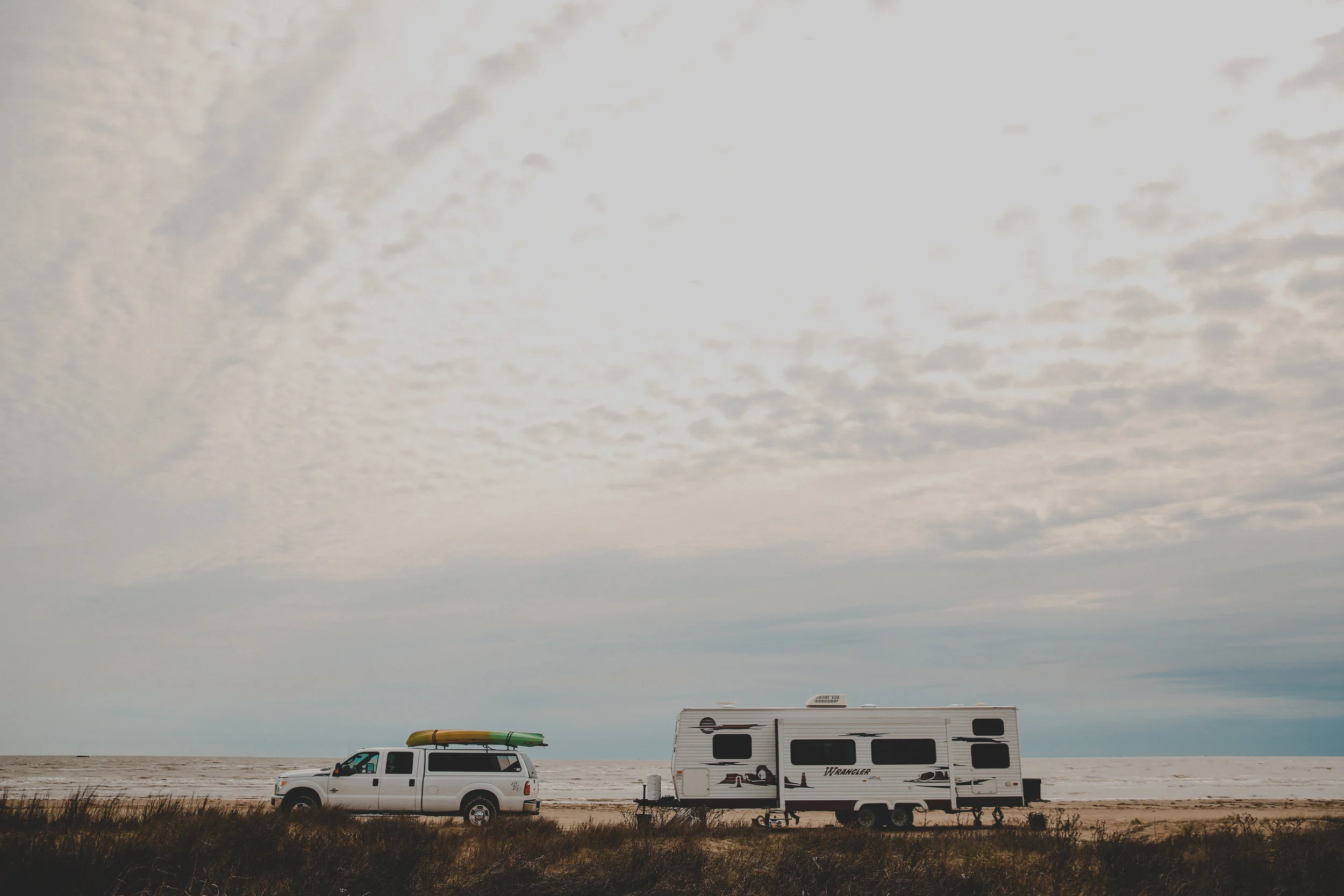Boondocking on the beach in Bolivar Flats, Texas