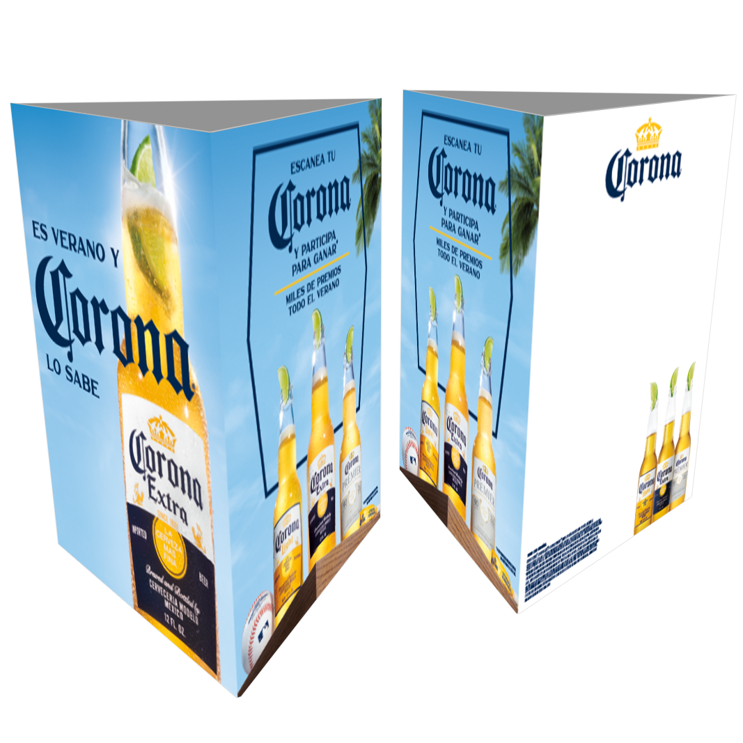 Spanish Equity Bottles Three Sided Display Card