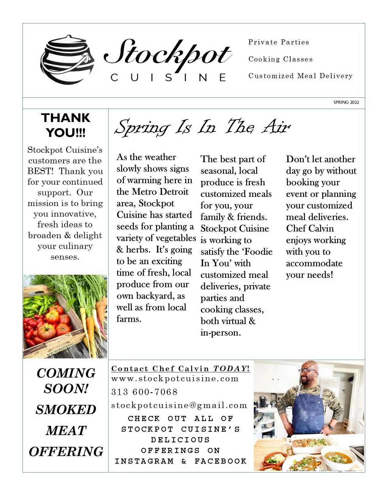 Newsletter — Stockpot Cuisine