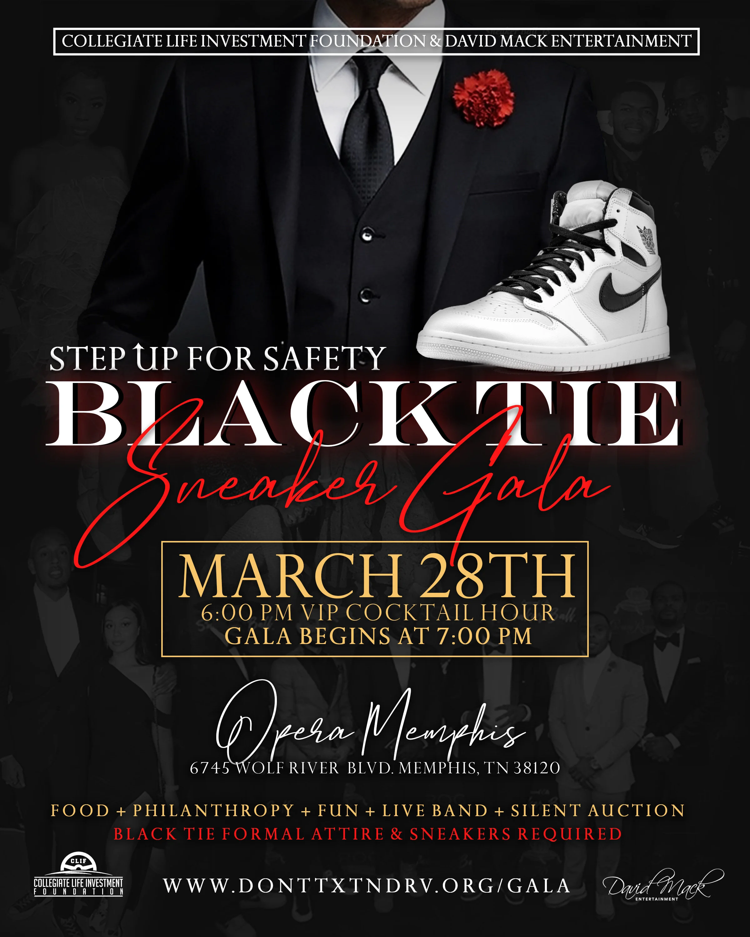 Step Up For Safety Black Tie Sneaker Gala