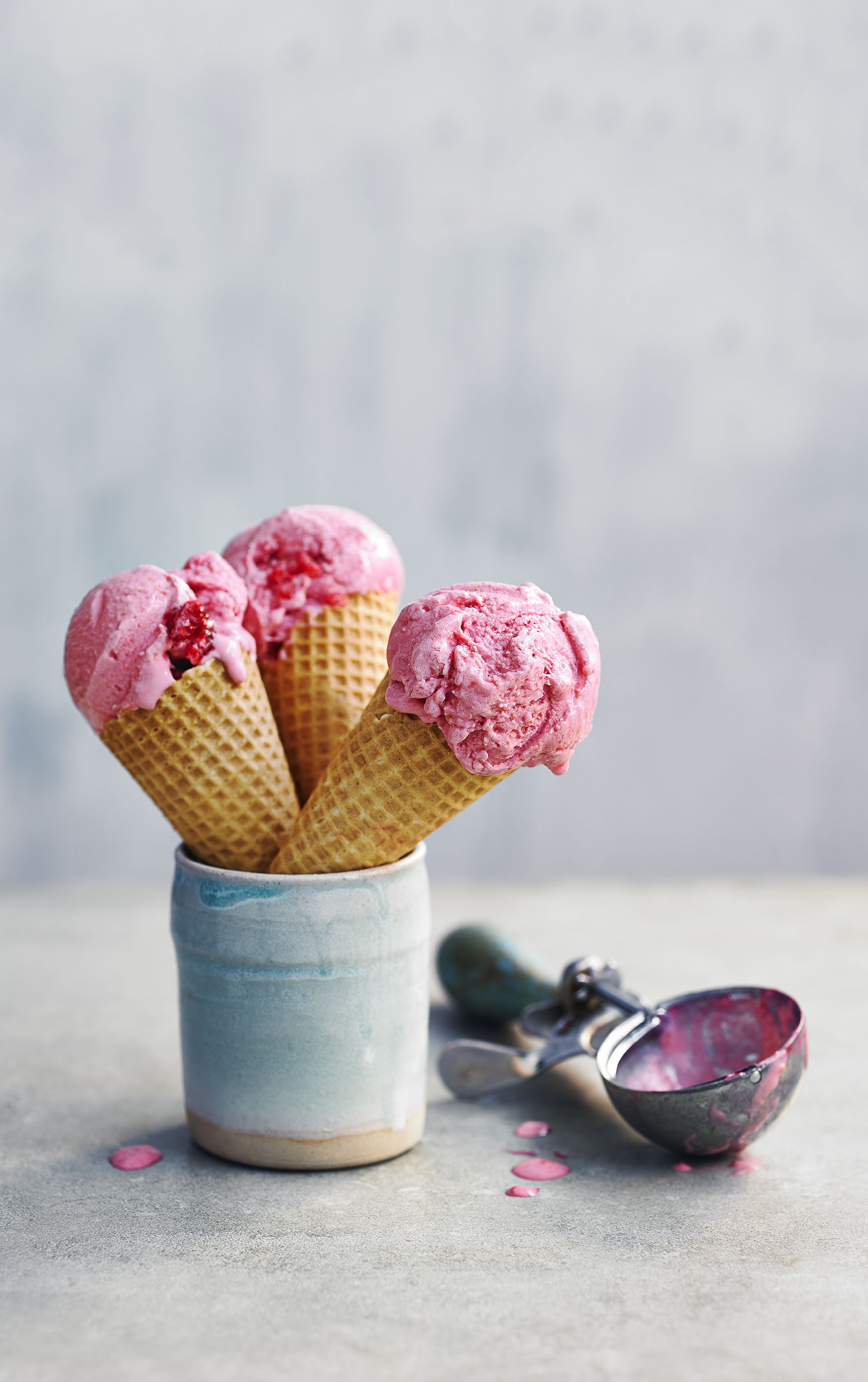 No Churn Raspberry Fro-yo Photograph Alex Luck Prop Styling Davina Perkins Recipe Madeline Burkitt