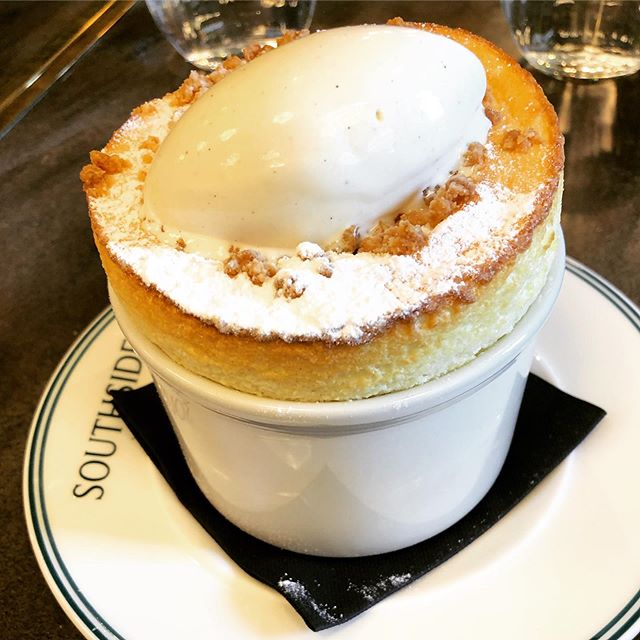 Without a doubt one of the best Sunday Roasts this decade @southsidescran @tom_kitchin 🙏 
Here it is in reverse .... Apple crumble souffl&eacute; with vanilla icecream ( we shared this 🙈), the most perfectly cooked roast chicken, fresh spring peas,