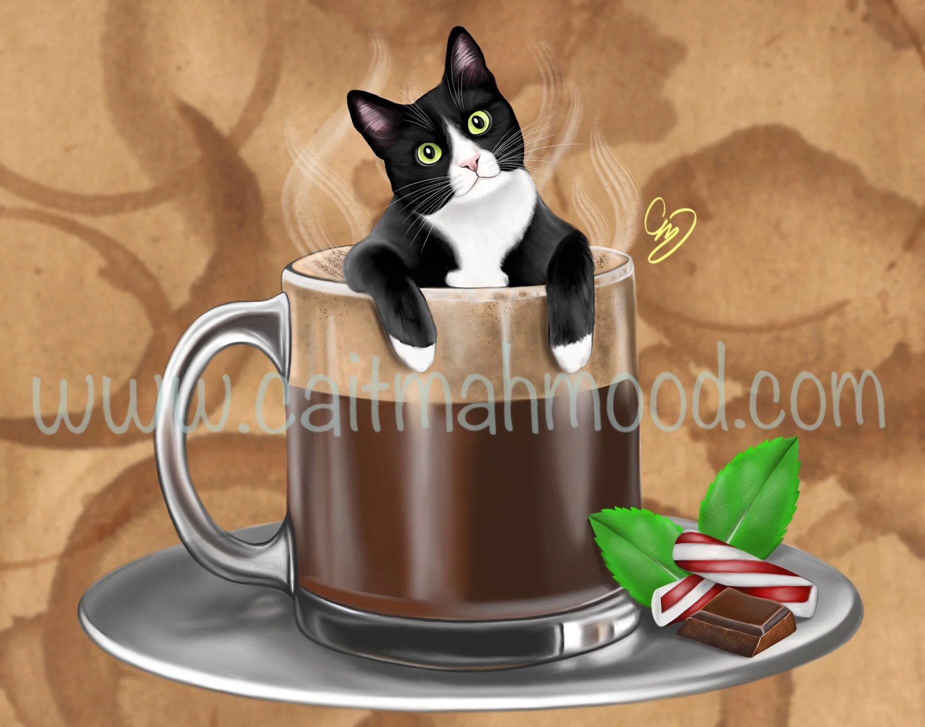 "Purrpurrmint Mocha", digital art 