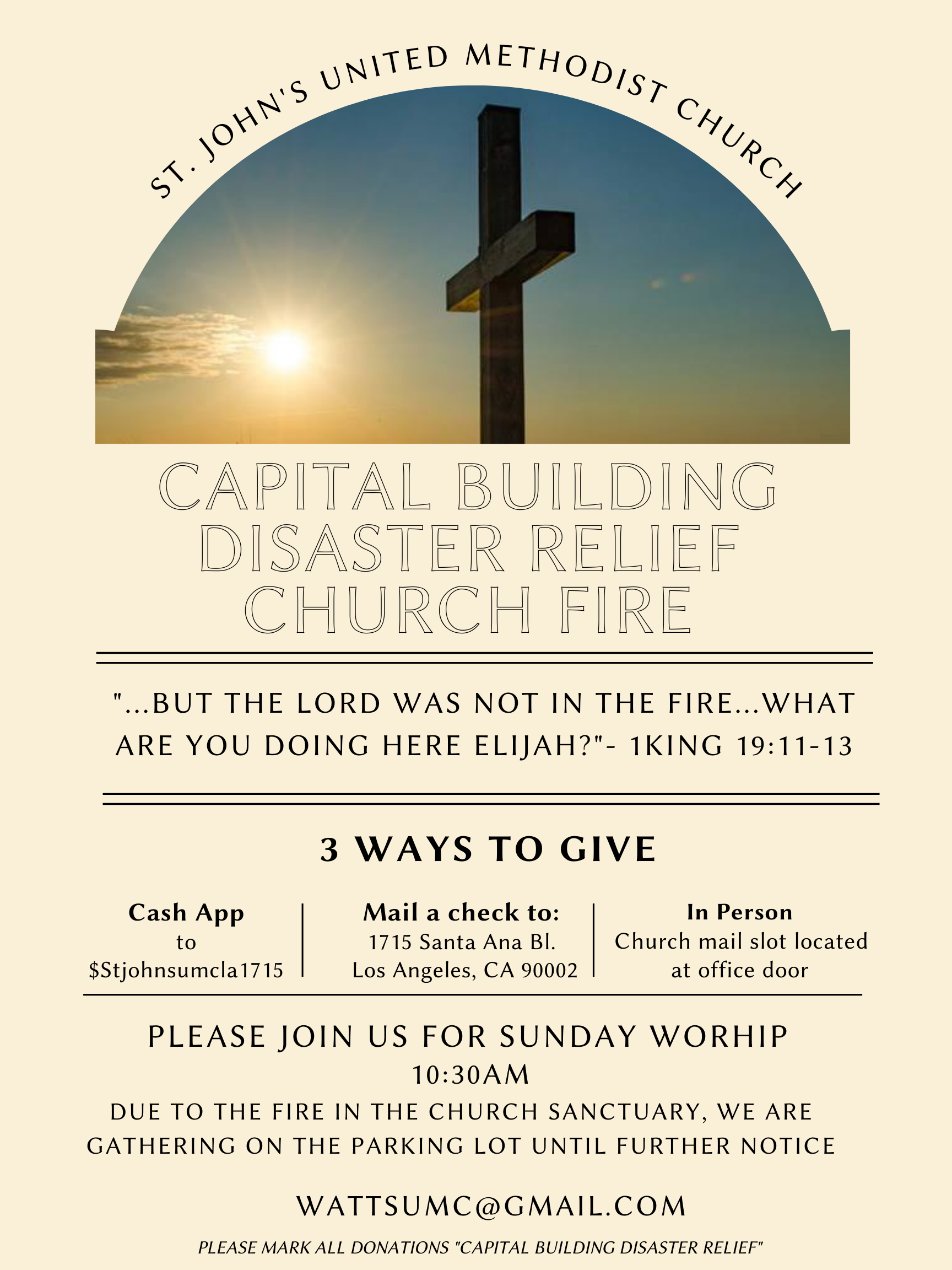 Fire at St. John's UMC — St. John's United Methodist Church