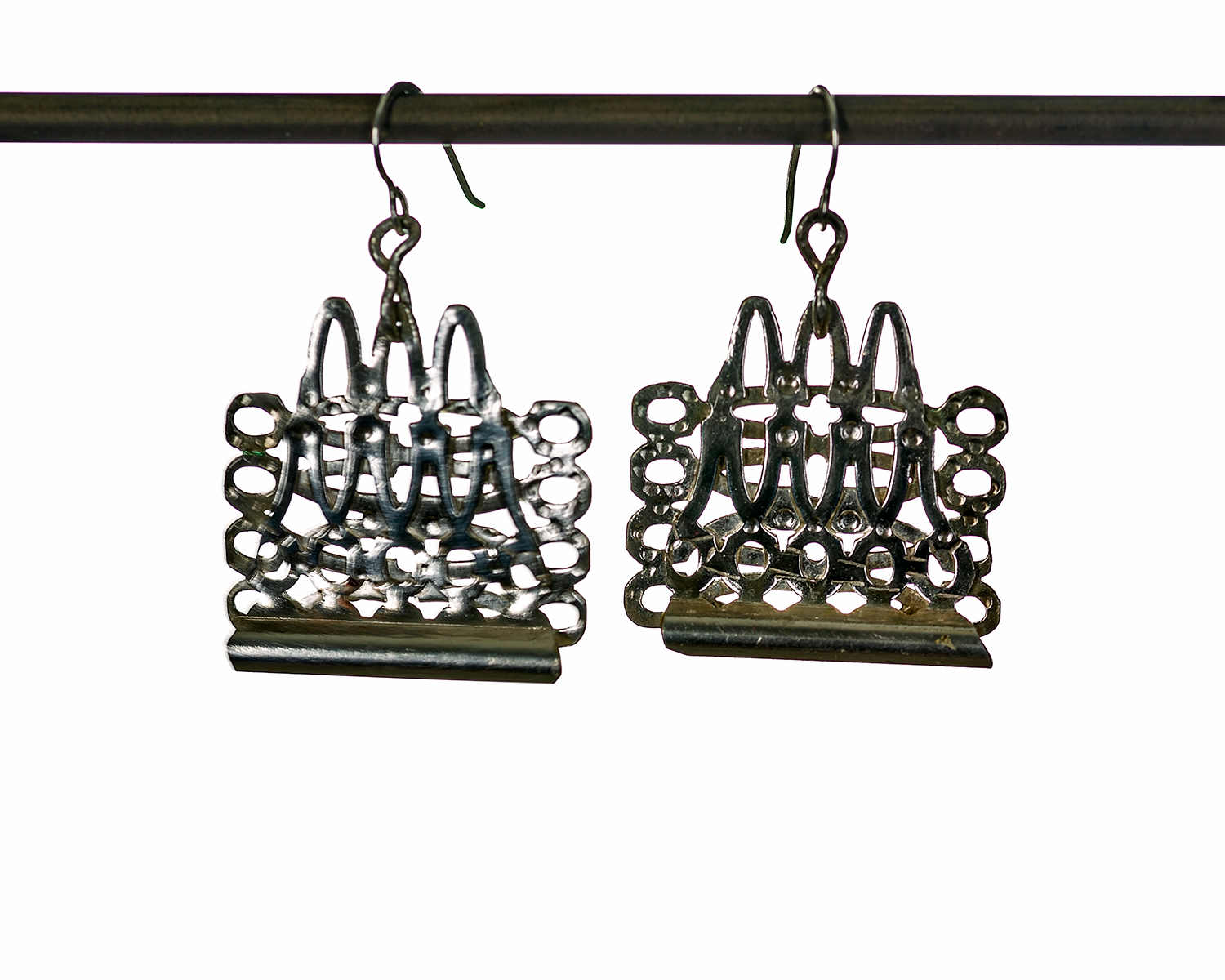 DOUBLE DIP EARRINGS ~ Repurposed hand-forged vintage silver