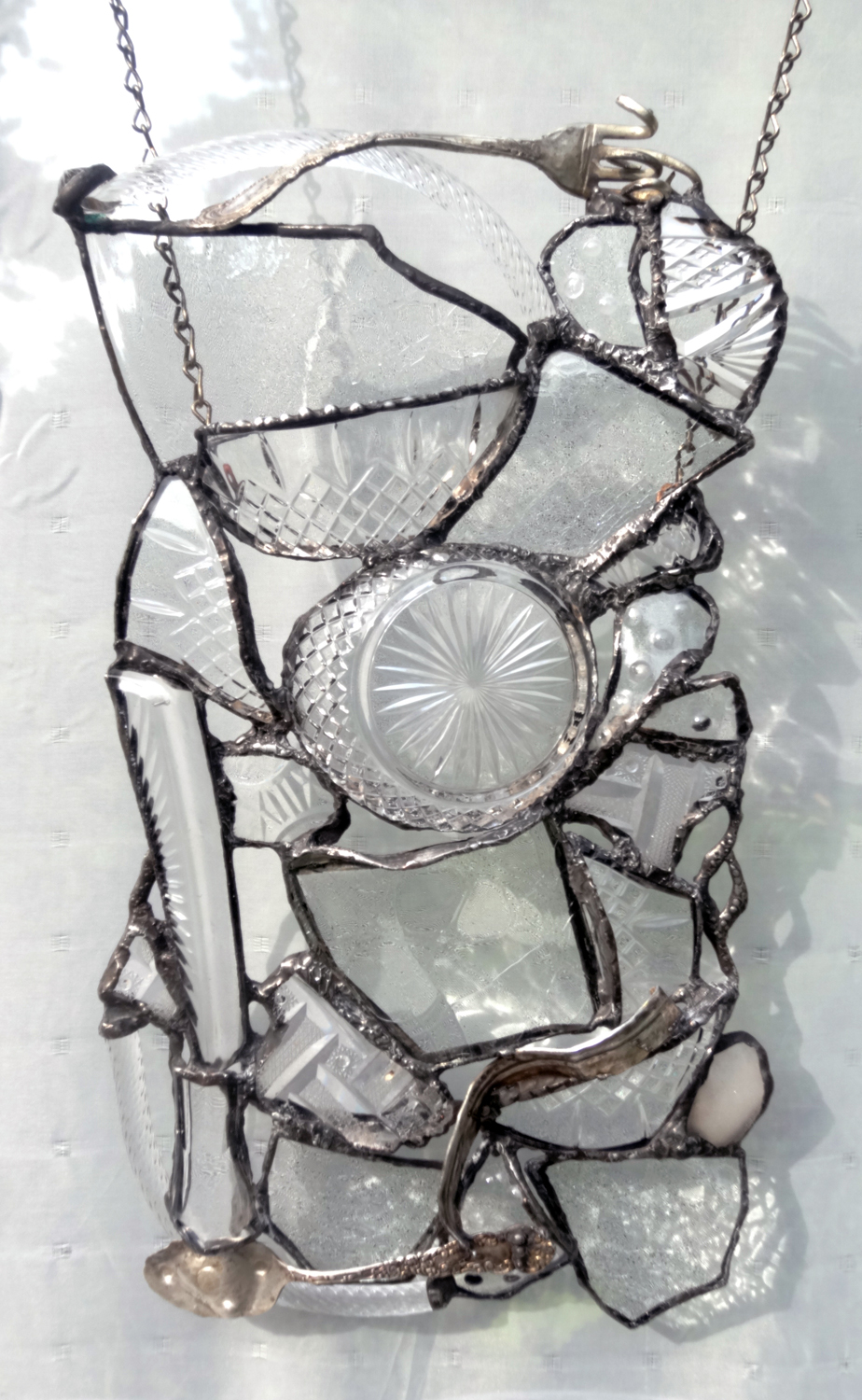ELEQUENT ~ 14"X8" Repurposed glass and hand-forged recycled metals