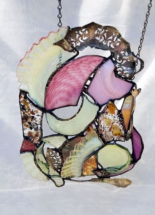 SPRING HOPE ~ 14" X 10" Hand-forged recycled metals and antique glass shards