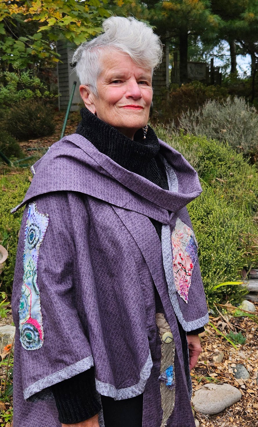 Purple Kimono embellished with altered textiles