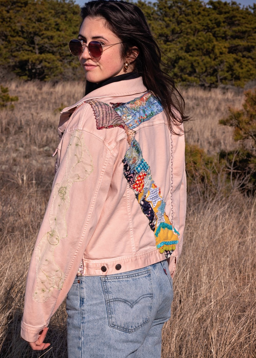 Back Spring Pink Denim Jacket