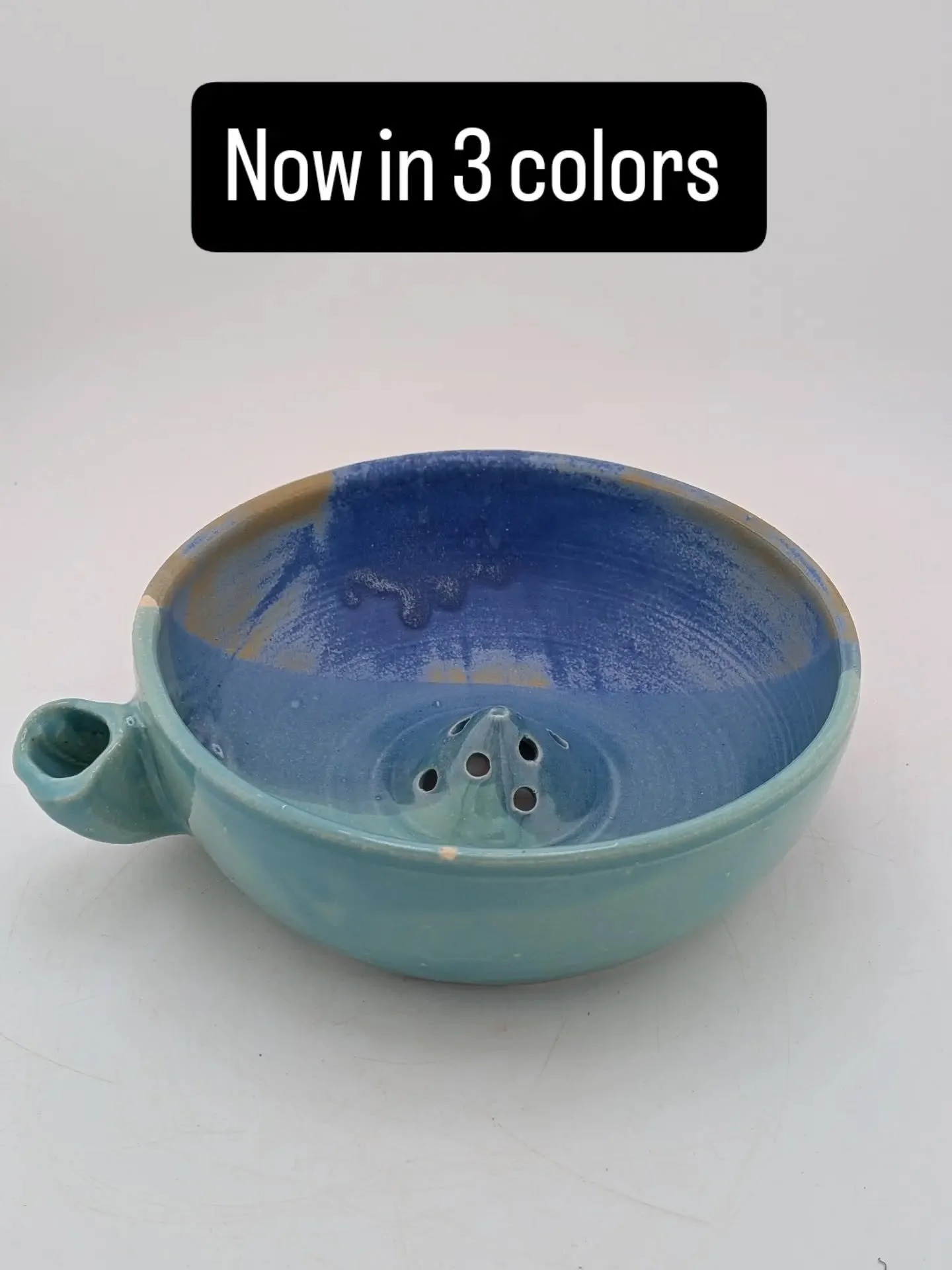 Plot twist: the berry rinser isn't just blue anymore.

You pick your color at checkout now:

💙 Ocean Blue &mdash; the deep cobalt you know
💚 Juniper &mdash; deep teal pooling against soft sage
💛 Golden Hour &mdash; soft cream washed with yellow

S