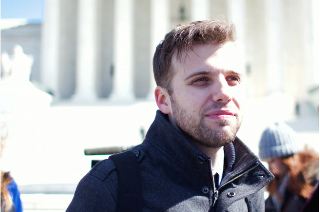 David Altrogge, director of 3801 Lancaster: American Tragedy, at the Supreme Court on March 2 (Photo: Josh Shepherd)