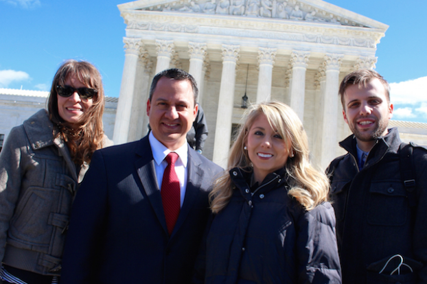 3801 Lancaster producer Jen Brown (L), Texas Values President Jonathan Saenz, Nicole Hudgens of Texas Values and 3801 Lancaster director David Altrogge outside the U.S. Supreme Court (Photo Courtesy of Jen Brown)