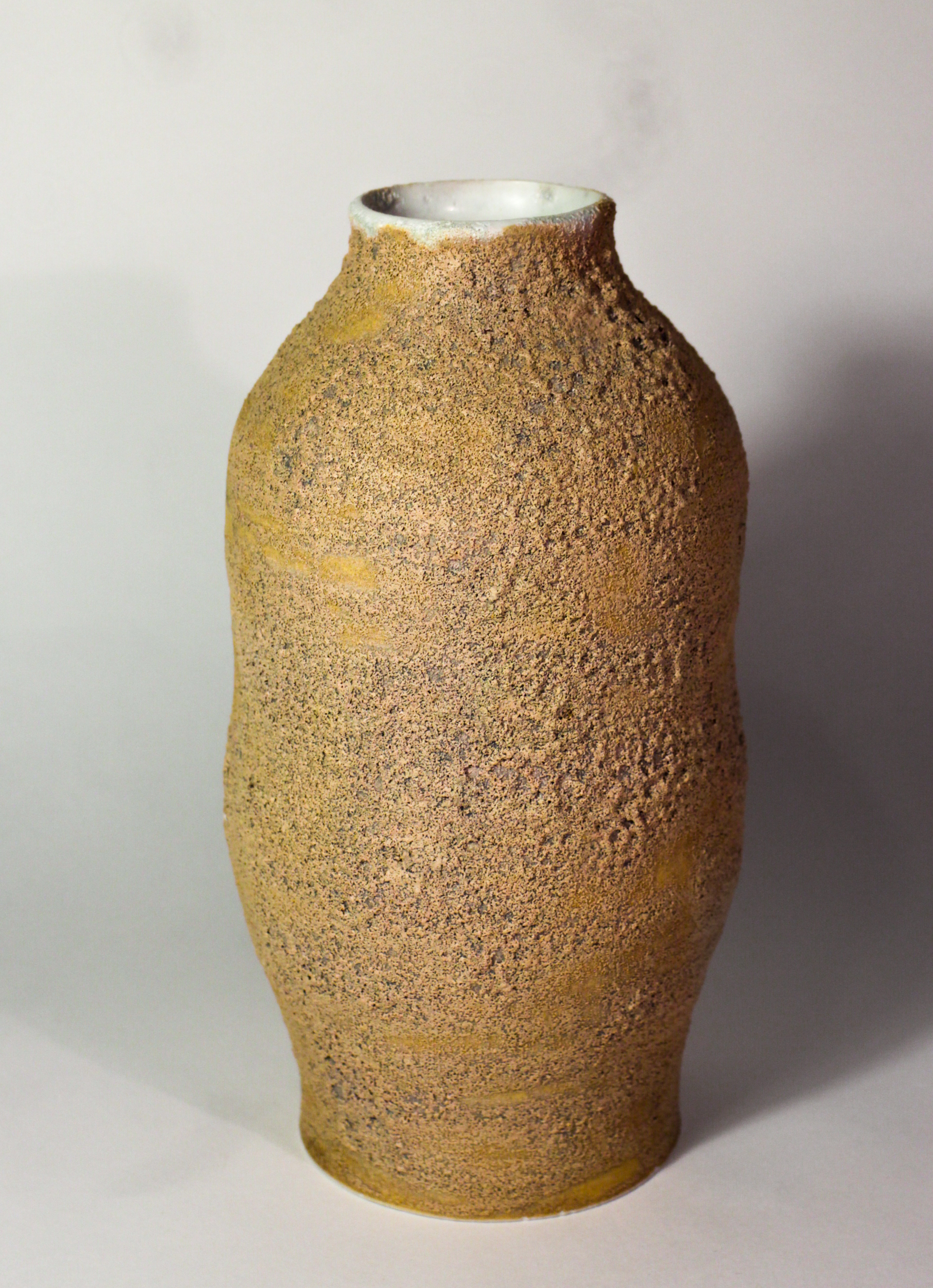 Porcelain Vessel in Mars Lava Exterior Frozen Aqua Interior