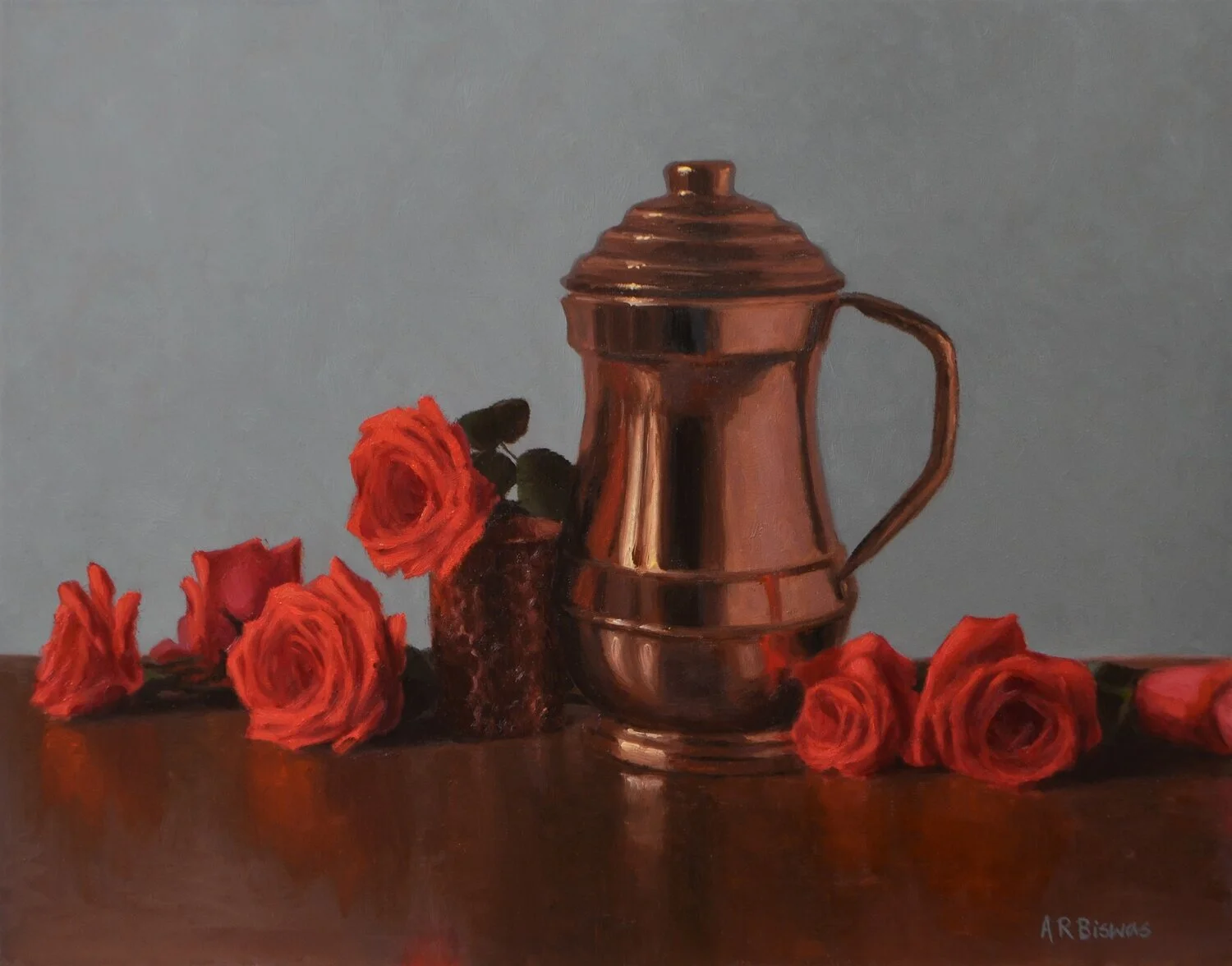 Copper and Coral Oil on canvas 11"x14" $550