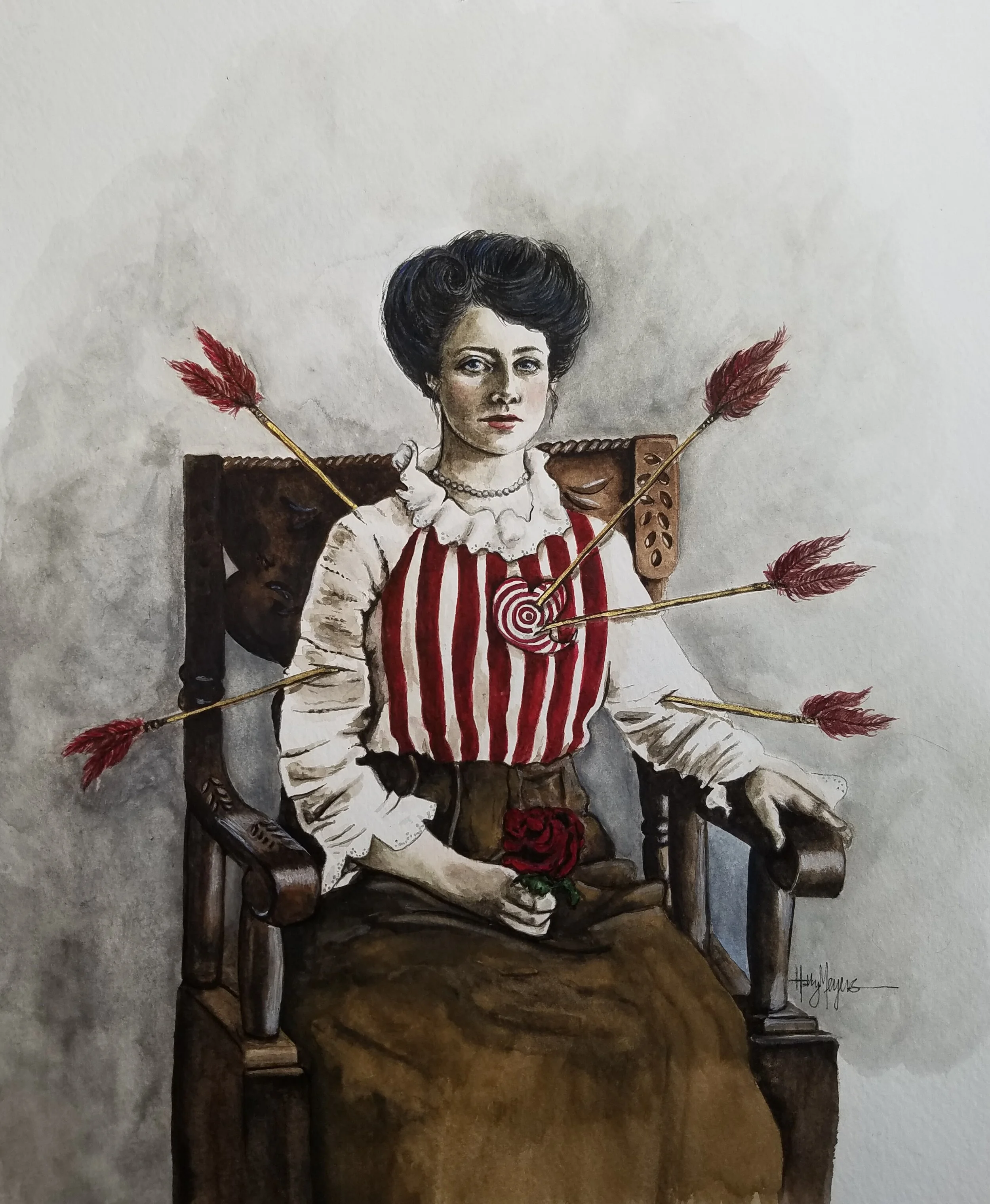 Untitled Watercolor, pen, gold leaf India ink 14”x12” $600