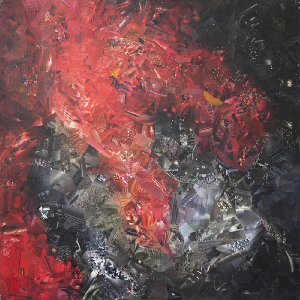 Hematic Shade Acrylic, collage 24”x27” $950