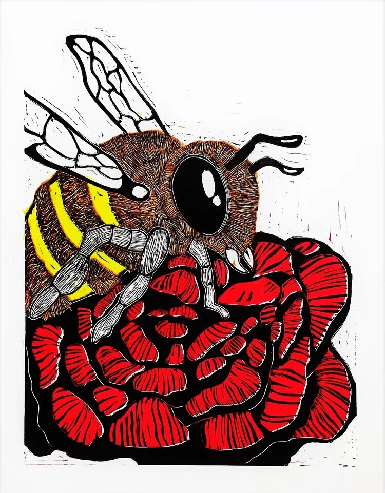 Honey Bee Multi layer linocut print 28”x22” $180