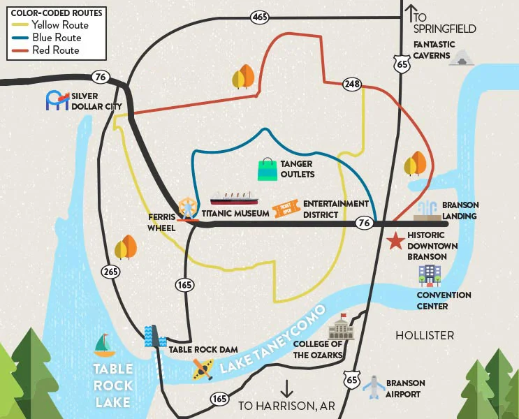 Branson, MO map courtesy of ExploreBranson.com