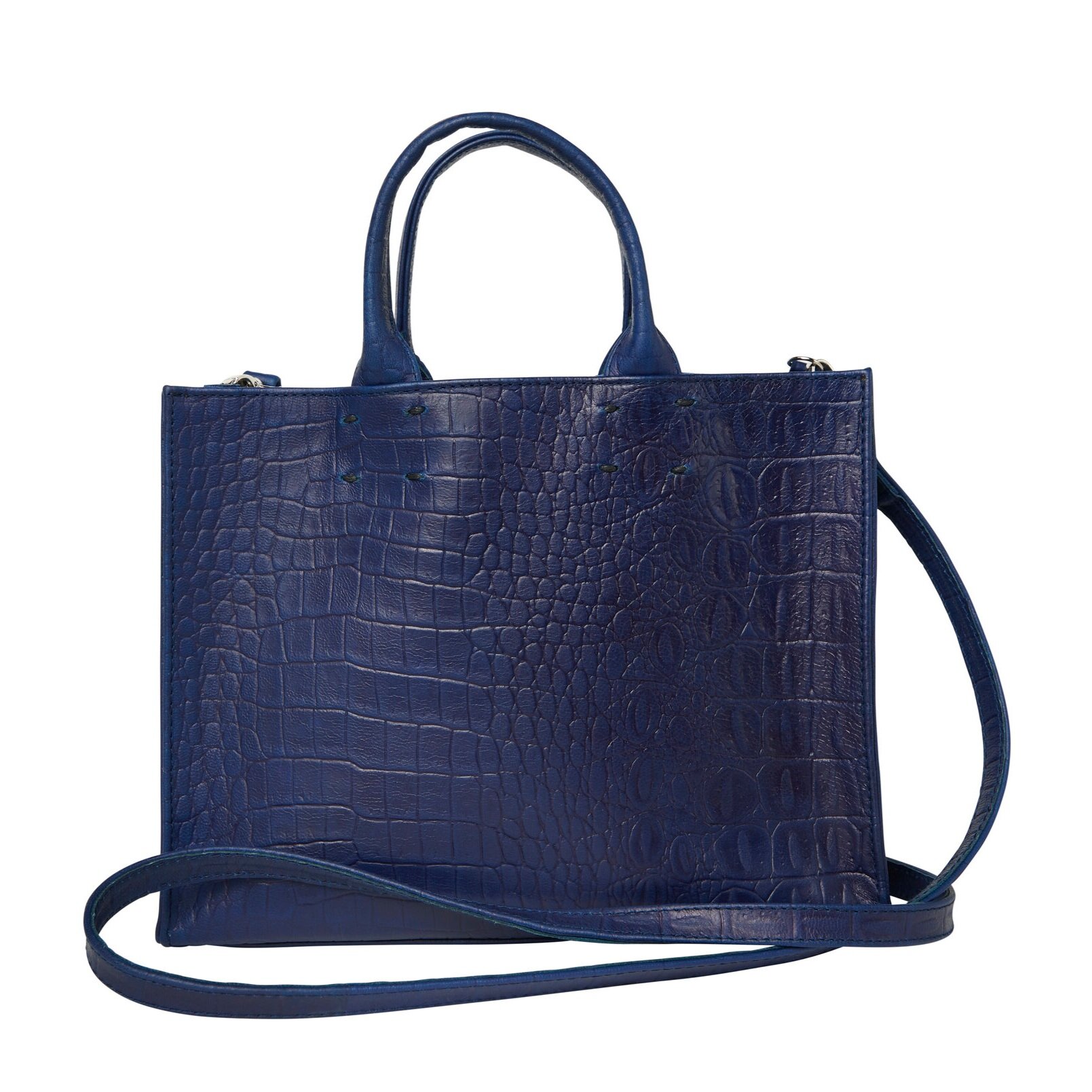 The Adelaide Leather Handbag · Royal Blue Croc — Sarah Stewart Women's ...