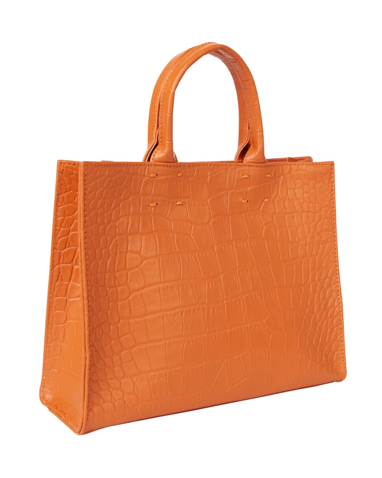 The Adelaide Leather Handbag · Orange Croc — Sarah Stewart Women's ...