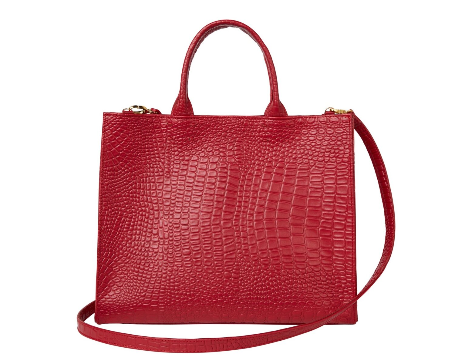 The Adele Leather Tote · Red Croc — Sarah Stewart Women's Clothing