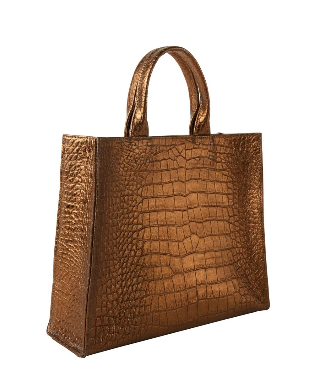 The Adelaide Leather Handbag · Bronze Croc — Sarah Stewart Women's