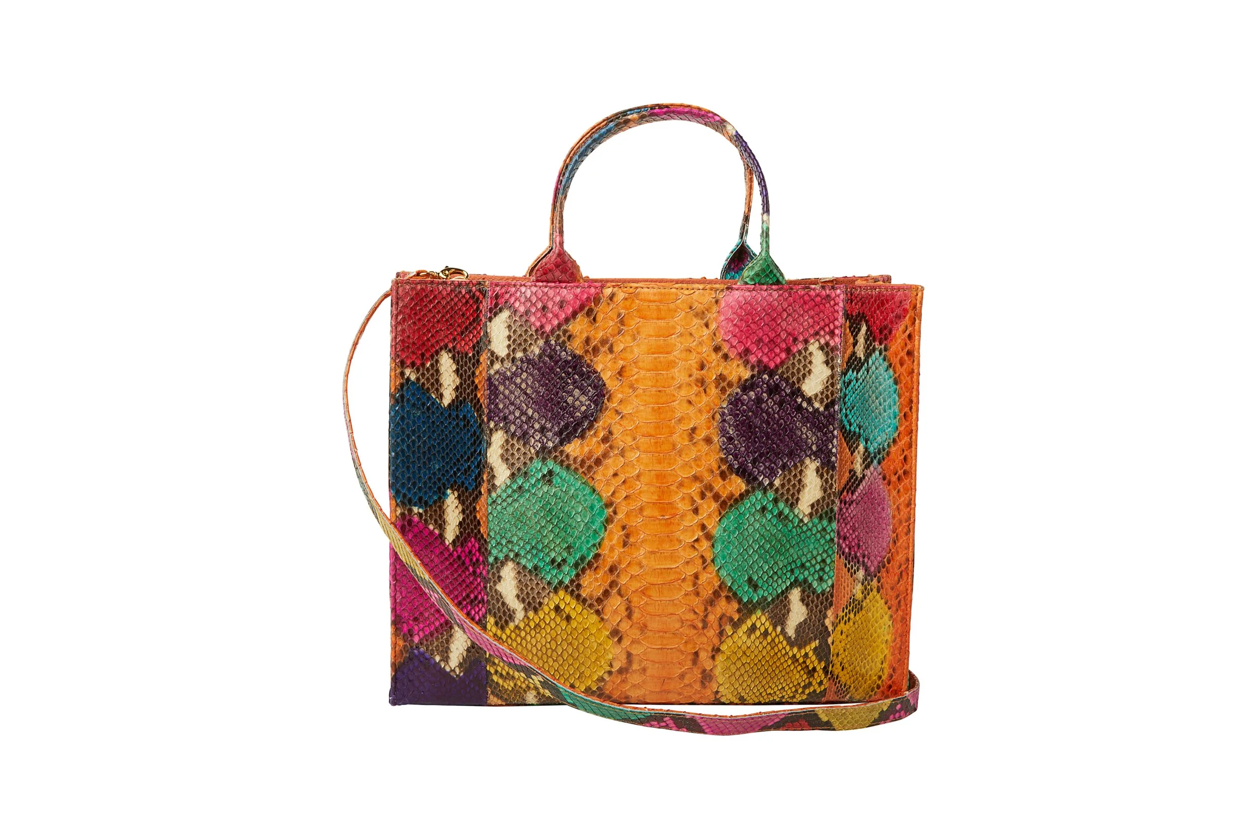 The Adelaide Leather Handbag · Orange Croc — Sarah Stewart Women's