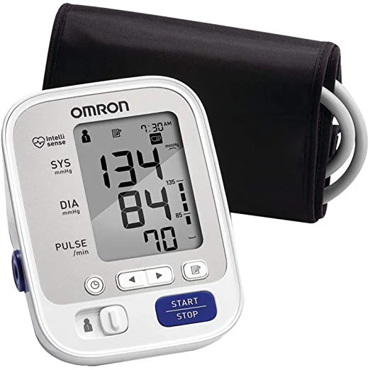 Omron Blood Pressure Monitor Omron blood pressure monitors are the #1 recommended brand by doctors and pharmacists for clinically-accurate home blood pressure monitoring, and the #1 selling manufacturer of blood pressure monitors for over 40 years Two users can store and review last 50 readings each (total 100 reading memory with date and time stamps). Automatically displays the average of your last 3 readings taken within 10 minutes Note-blood pressure varies constantly due to many factors including stress, time of day, and how you wrap the cuff, may affect your blood pressure. Review the sections before taking a measurement and taking a measurement Compares your readings with normal home blood pressure levels while also monitoring for irregular heartbeats. The monitor will not inflate above 299 mmHg