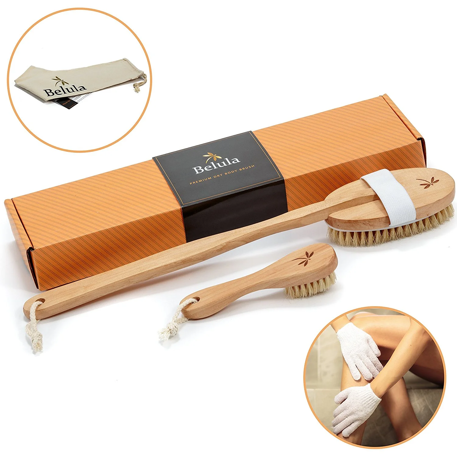 Dry Brush Set Use these natural bristles dry brushes to create a detoxing ritual that will relax your body and prepare you for a new day. RESTORE YOUR BODY GLOW – Dry body brushing restores the natural beauty of your body. Your Belula exfoliating brush will eliminate dead cells, help reduce cellulite, increase blood circulation and stimulate the lymphatic circulatory system.