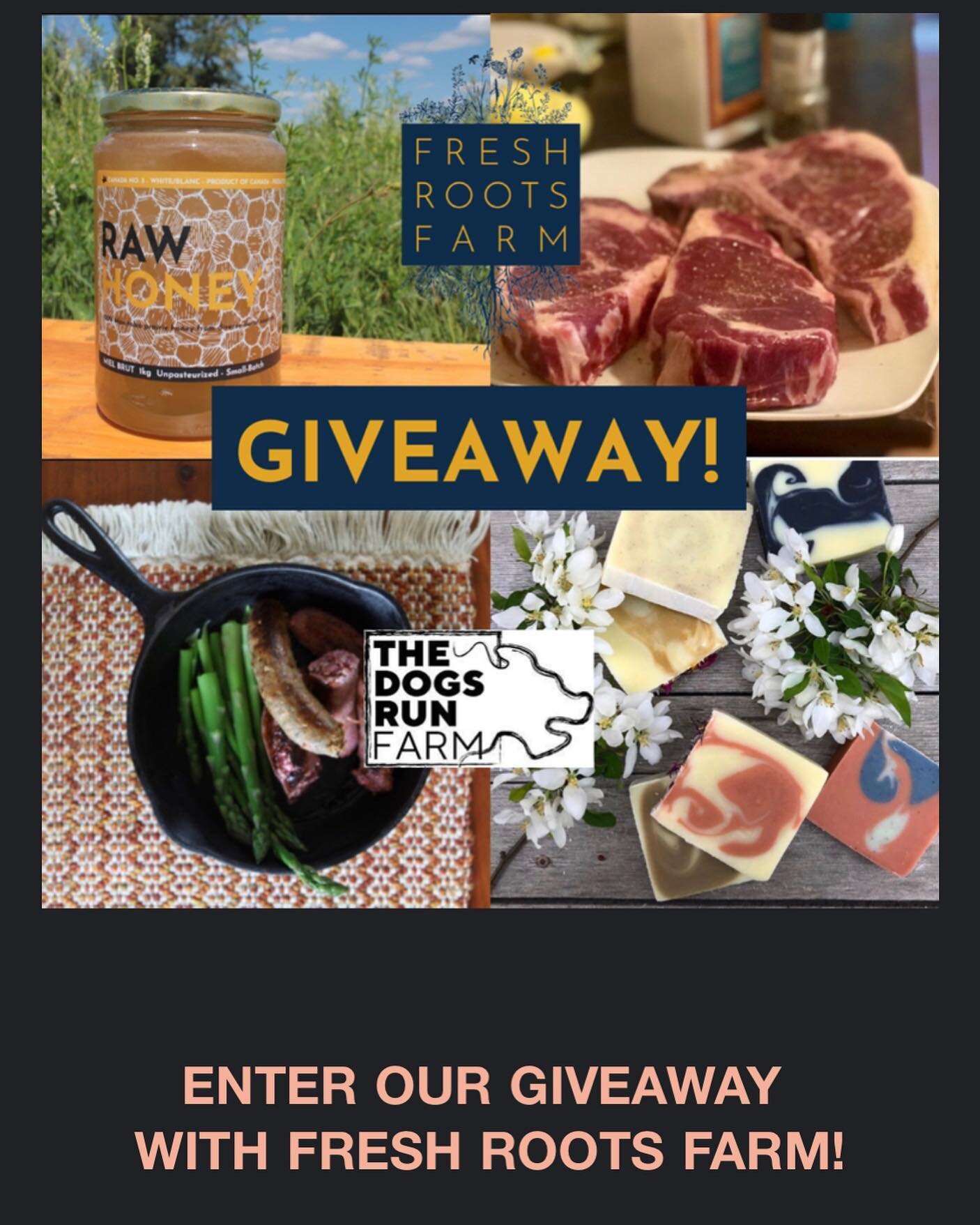 We&rsquo;re doing another great GIVEAWAY with our pals at @freshrootsfarmmb and @woodengatecider !

Place an order for our Saturday, May 13th Winnipeg delivery 
WITH EACH OF OUR FARMS 
and automatically be entered to win a prize pack valued at $100 f