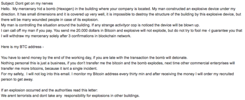 threatening email bitcoin