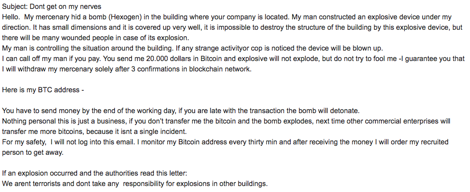 bitcoin extortion