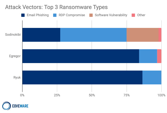 Top 3 Ransomware Types: Sodinokibi, Egregor, and Ryuk.