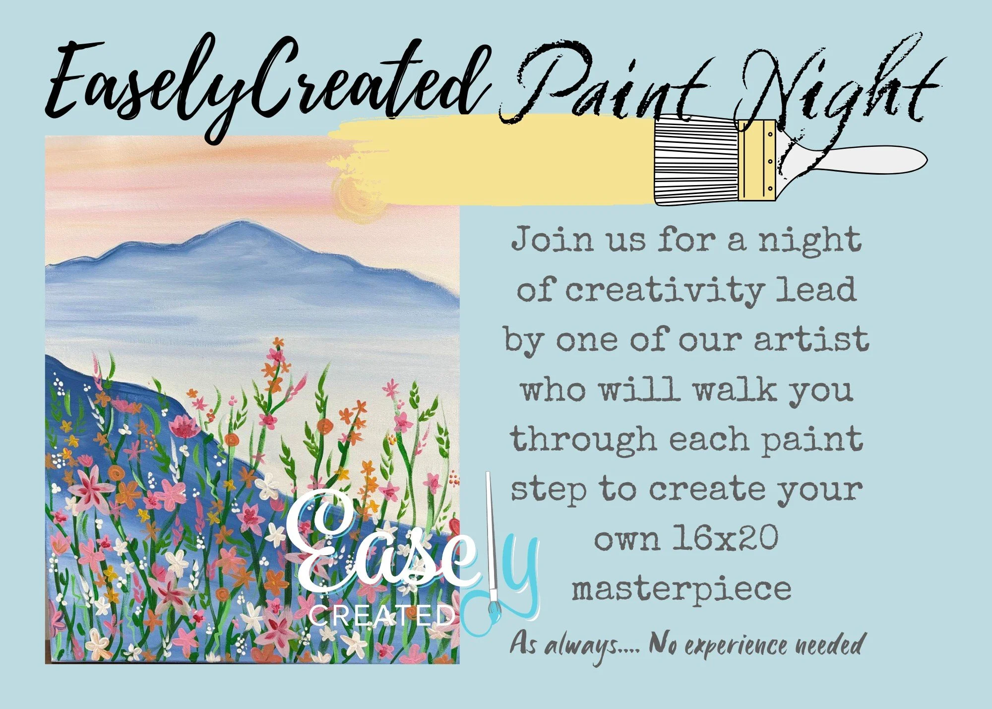 Thrifty TUESDAY $25 Paint Night     "Blue Monntain Flowers"