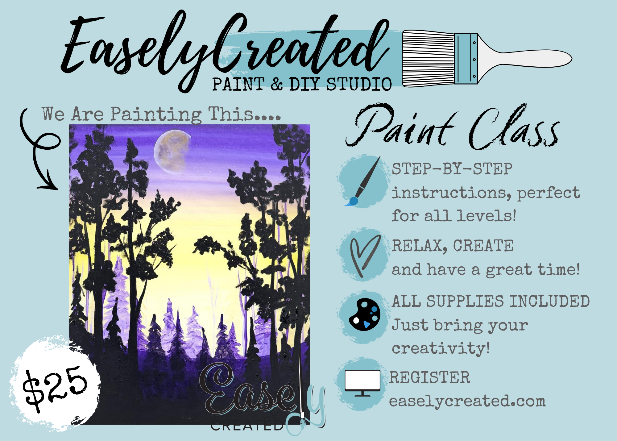 Savings Saturday $25 Paint Class for Mysterious Forest