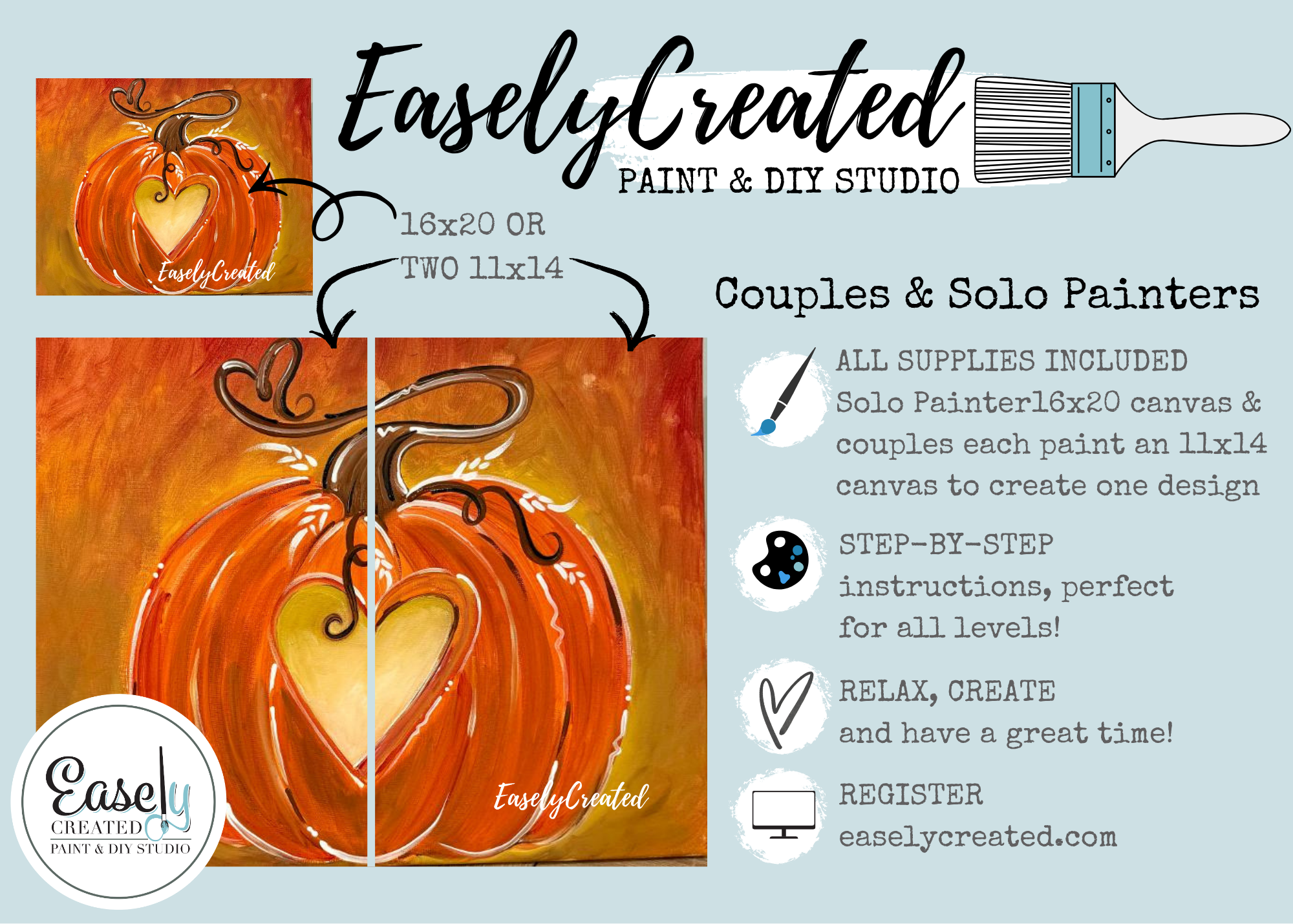 Couples or Solo Painter Paint Night "Carved with Love"