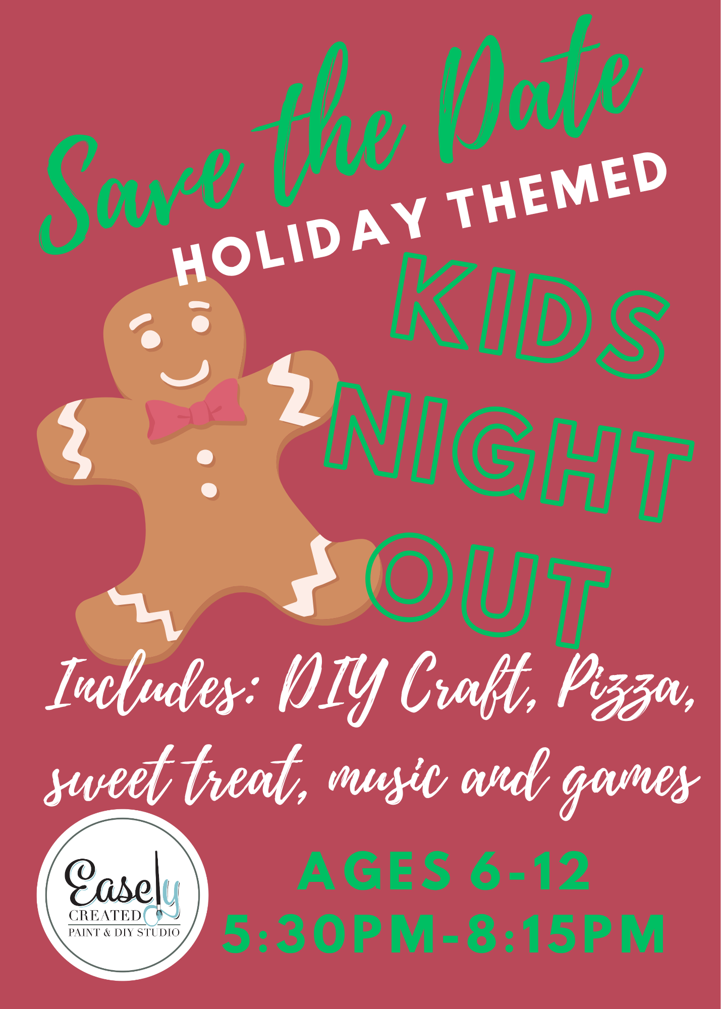 SAVE THE DATE Kids Night Out "Holiday Themed"