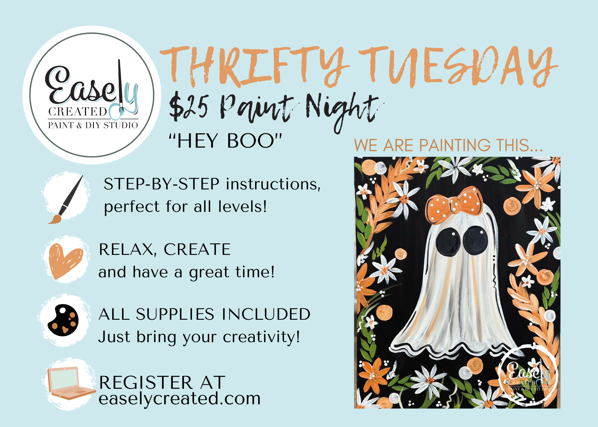 Thrifty Tuesday $25 Paint Night "Hey Boo"