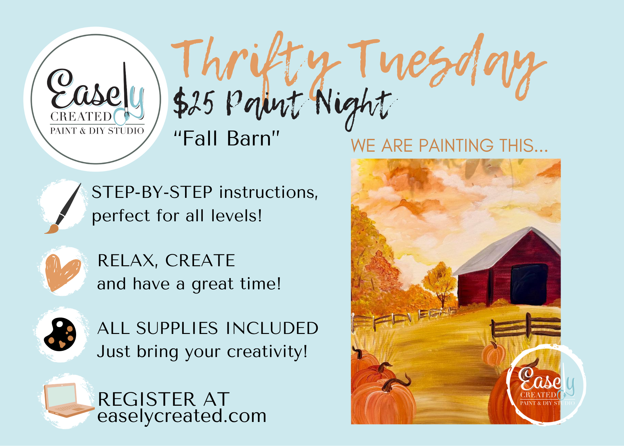 Thrifty Tuesday $25 Paint Night "Fall Barn"