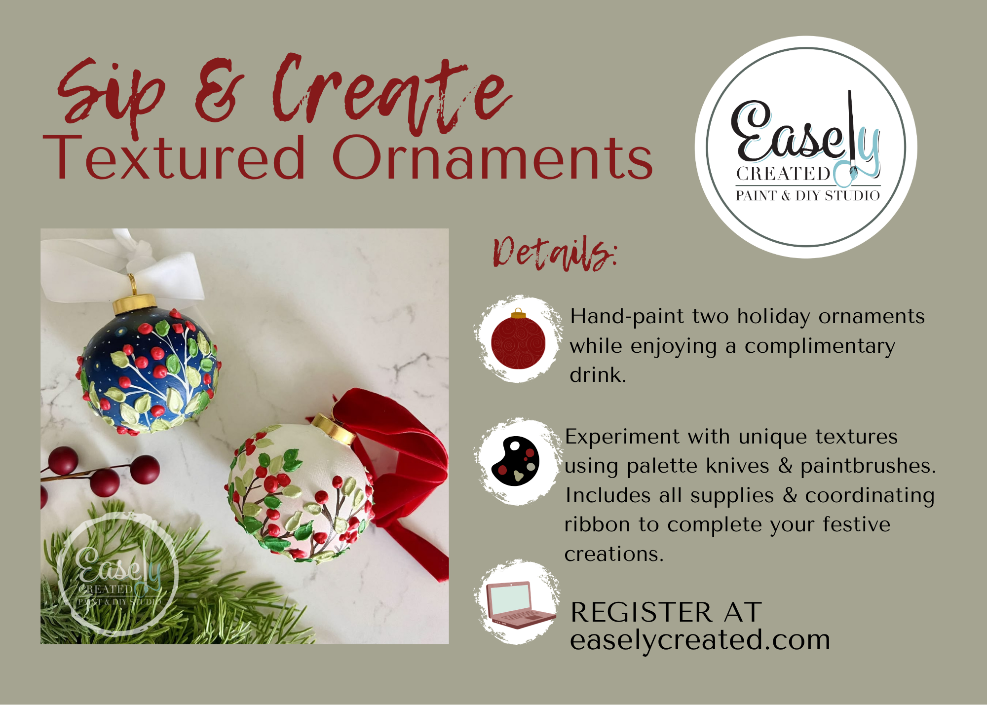 SAVE THE DATE for Easely Created Thursdays "Textured Ornaments"
