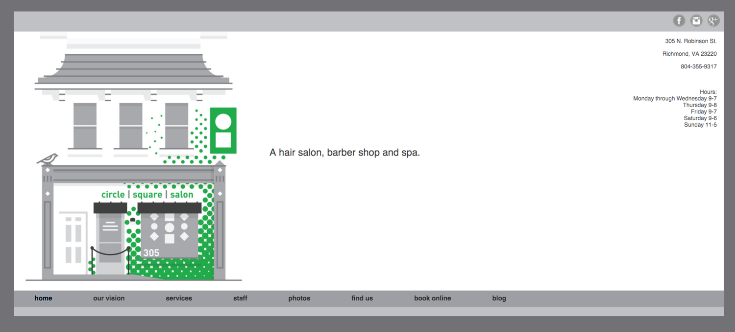 Circle Square Salon's previous website
