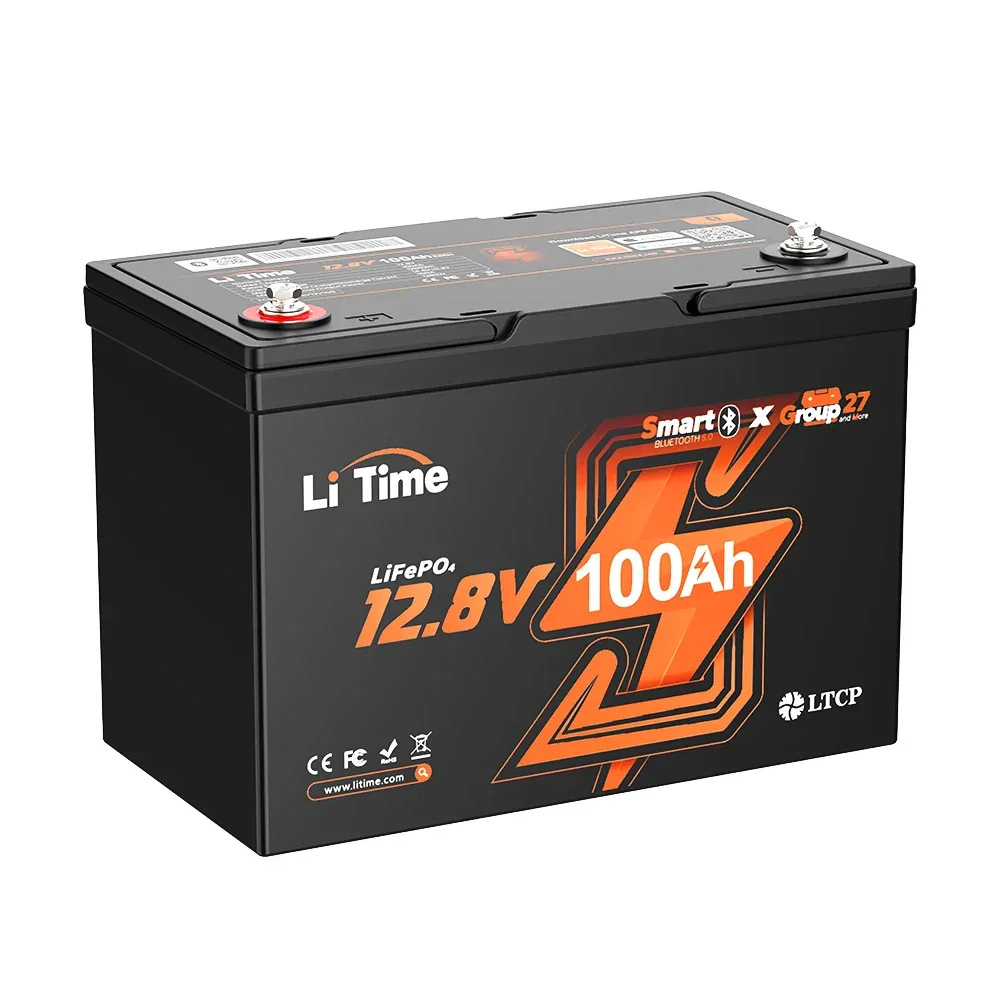 LiTime 12V 100Ah Group 27 Bluetooth LiFePO4 Lithium Battery